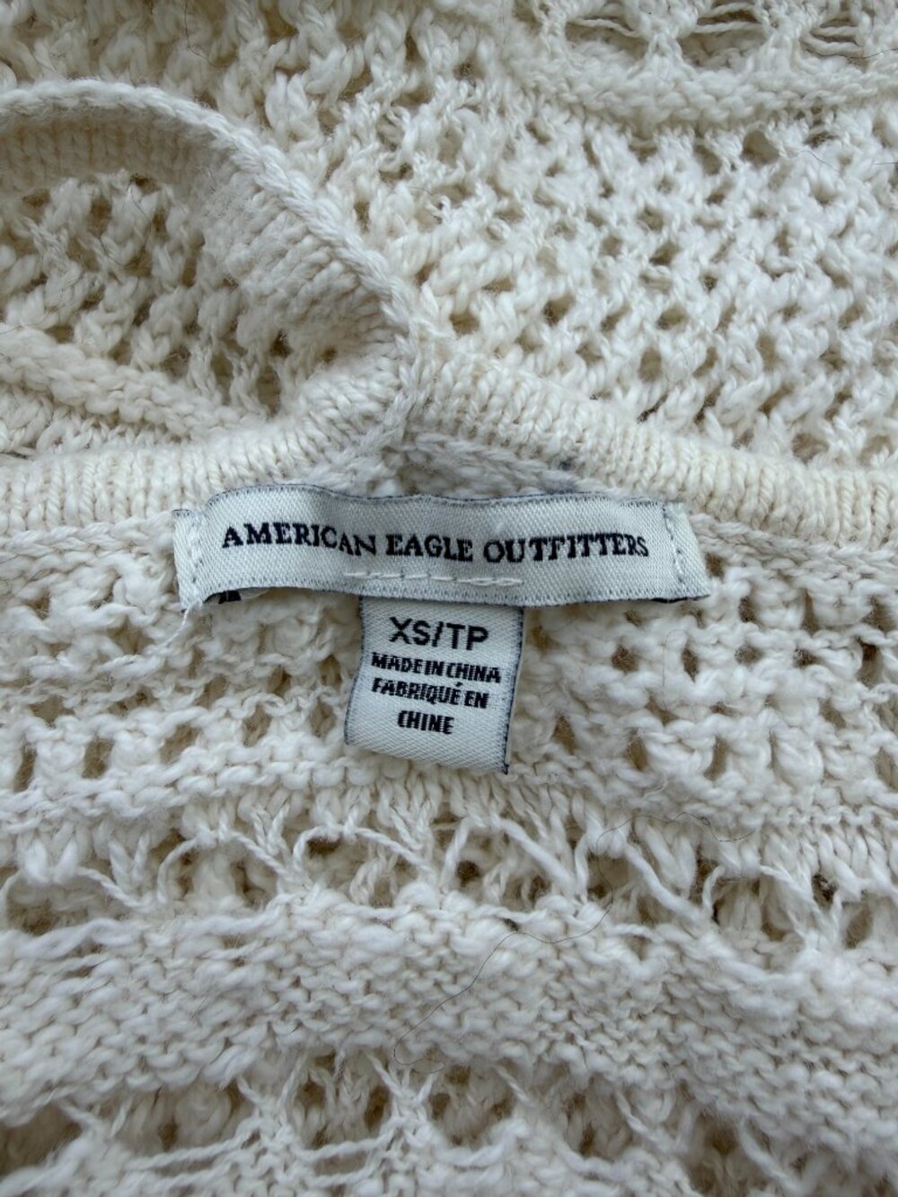 Coastal Grandma American Eagle Boho Beach Crochet Cotton Top creamy white XS - Picture 4 of 9